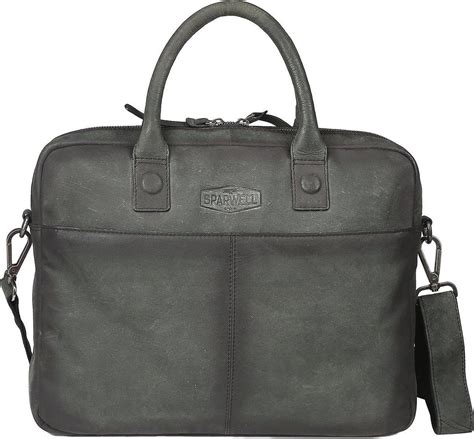 Sparwell Tas Lederen Laptoptas 14 Inch Aktetas Handtas 100