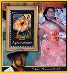 Stamp Seated Dancer Central African Republic Paintings By Edgar Degas