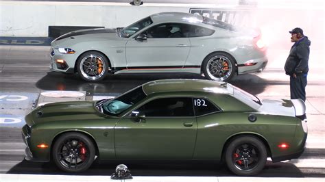 Ford Mustang Mach Drags Dodge Challenger Hellcat Regrets It As The