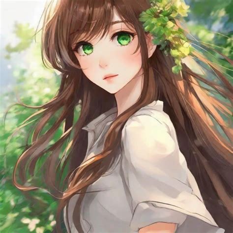 Anime Girl Pfp Brown Hair Green Eyes