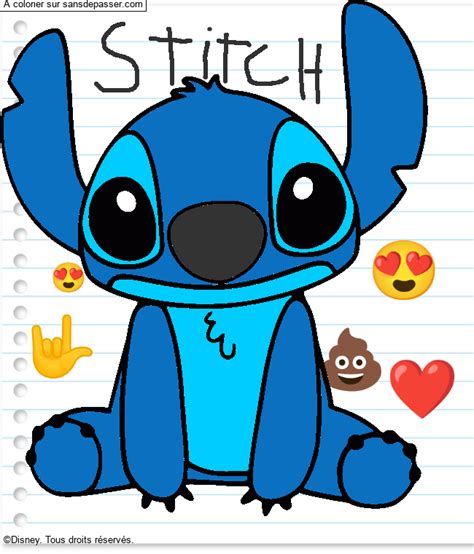 Dessin colorié Coloriage Stitch par un invité Sans Dépasser