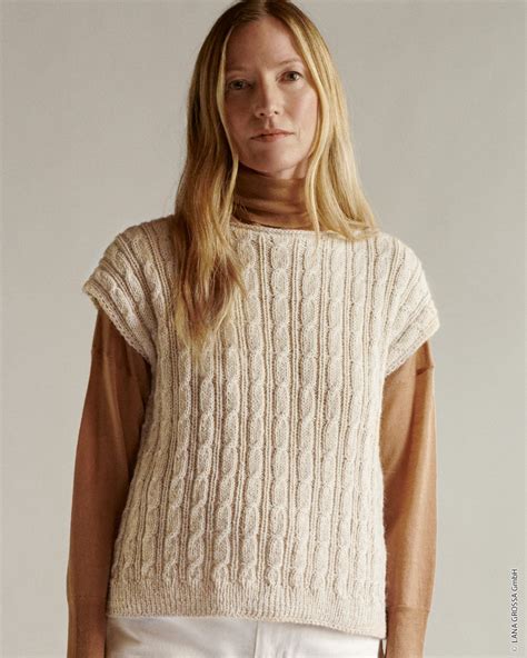 Pullunder Im Zopf Rippen Muster Aus Natural Alpaca Classico Woolplace