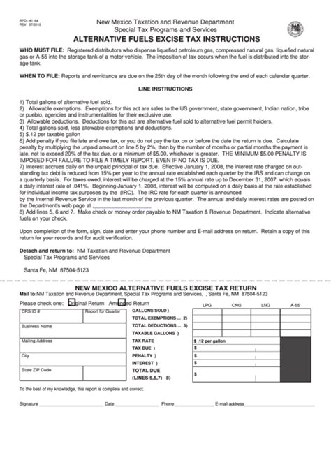 Fillable Form Rpd New Mexico Alternative Fuels Excise Tax