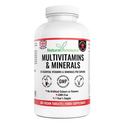 Vegan Multivitamins Minerals Tablets Natural Answers