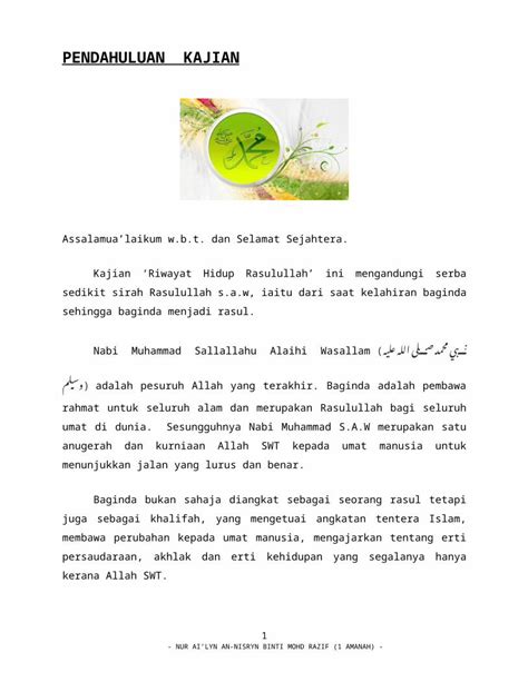 Docx Folio Riwayat Hidup Rasulullah Ting Dokumen Tips