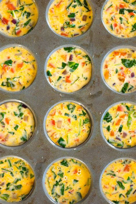 Packed with flavor and colorful veggies, these mini crustless quiches ...