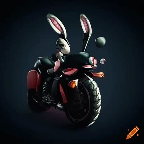 Cute Bunny Riding A Motorcycle On Craiyon