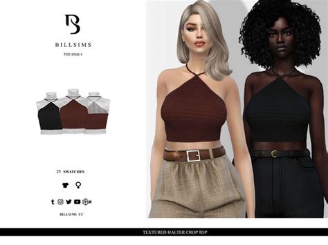 The Sims Resource Textured Halter Crop Top