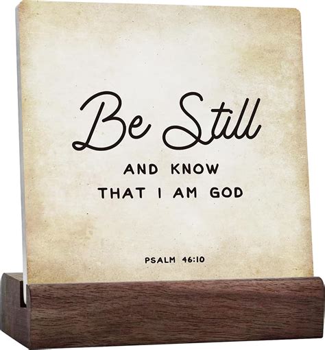 Ceramic Sign 4x4 Inch Inspirational Bible Verse Be Still And Know That