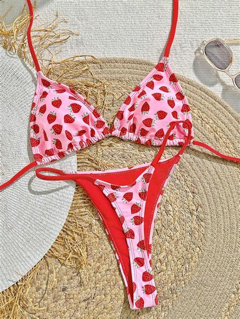 Shein Swim Mod Conjunto De Bikini Halter Triangle Bralette E Calcinha