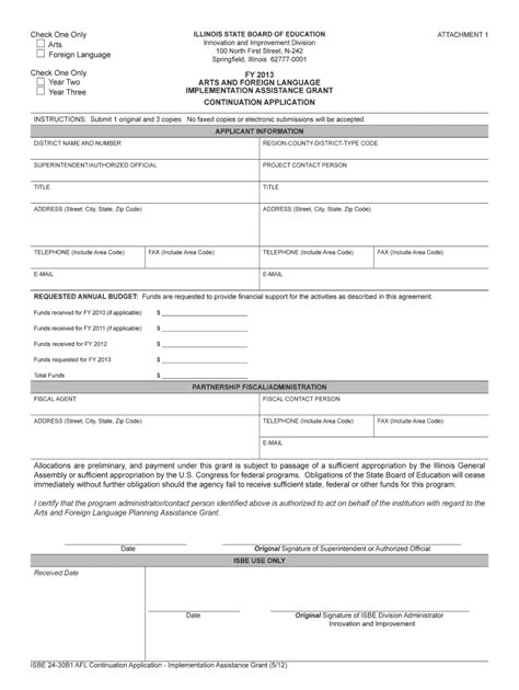 Fillable Online Isbe 24 30B1 FY13 Continuation Application