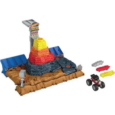 Brinquedo Hot Wheels Monster Trucks Pista Arena de Demolição do Ferro Velho Mattel HNB