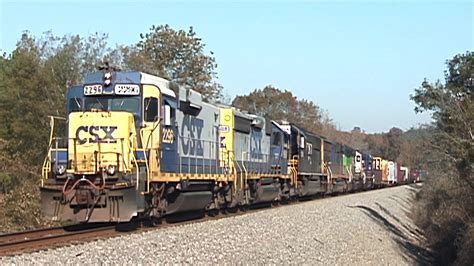 CSX GP30 Road Slug 2296 Leads CSX Q581 At Kingston Georgia 10 30 05