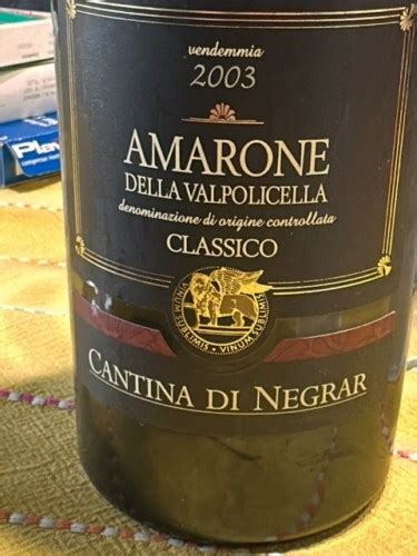 2003 Cantina Di Negrar Amarone Della Valpolicella Classico Vivino US