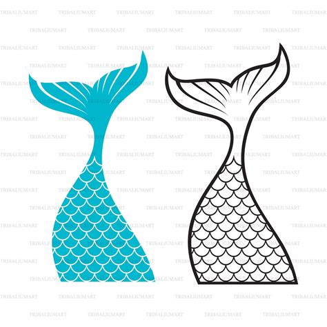 Mermaid Tail Cut Files For Cricut Clip Art Silhouette Eps Etsy