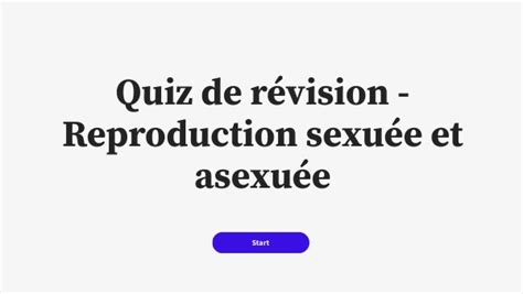 Quiz Reproduction sexuée et asexuée