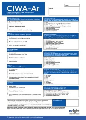 Alcohol Withdrawal Scale Chart Nsw Health Treatment Decision Tree Ciwa