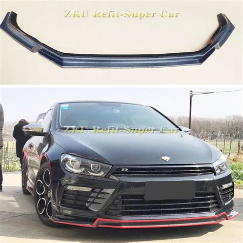 Real Carbon Fiber Front Bumper Lip Splitters Car Front Lip Spoiler For Volkswagen New Scirocco R