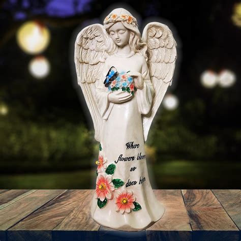 Qh And Garden Solar Angel Garden Statue With 5 Leds