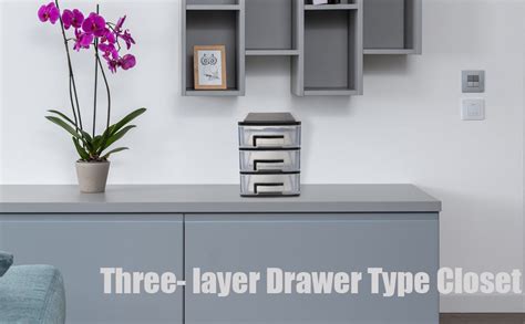 Heallily Three Layer Drawer Type Closet Storage Cabinet Organizer