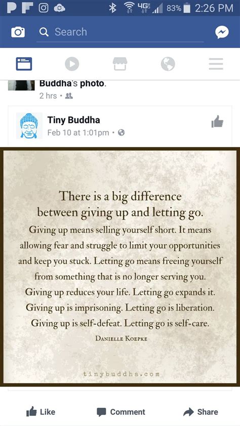 Tiny Buddha Giving Up Letting Go Fear Let It Be Words Quotes