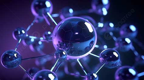 Close Up Of A Beautiful Purple Water Molecule Background, 3d Render Abstract Background With ...