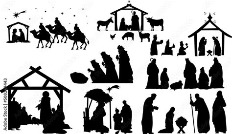 Nativity Scene Illustrations SVG Christmas Nativity Stock Vector ...