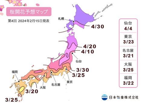 2024年桜の開花・満開予想（第4回）を発表 ニュース 日本気象株式会社