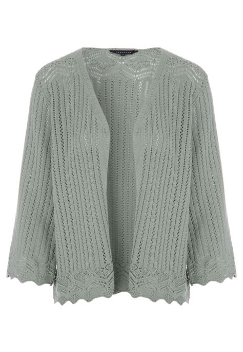 Womens Sage Crochet Cardigan Peacocks