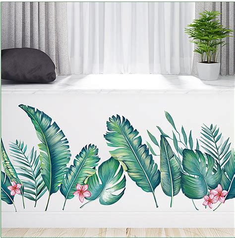 Tropical Green Plant Leaf Wall Sticker Home Wall Decoration Decals Etsy