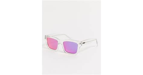 Quay Quay Oversized Chunky Clear Frame Sunglasses Purple Lyst