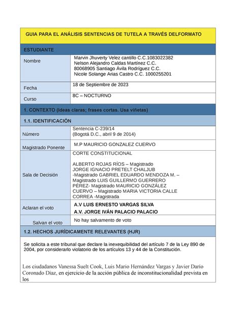 Analisis Jurisprudencial C Guia Para El An Lisis Sentencias De