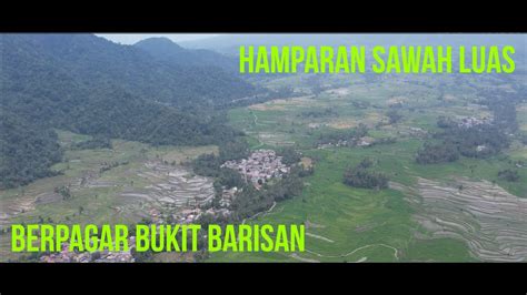 Bukit Barisan Mountain Ranges Drone Passes Over Rice Fields At