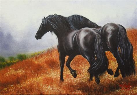 Caballos salvajes Painting by Marina Viñoly Apaolaza | Artmajeur