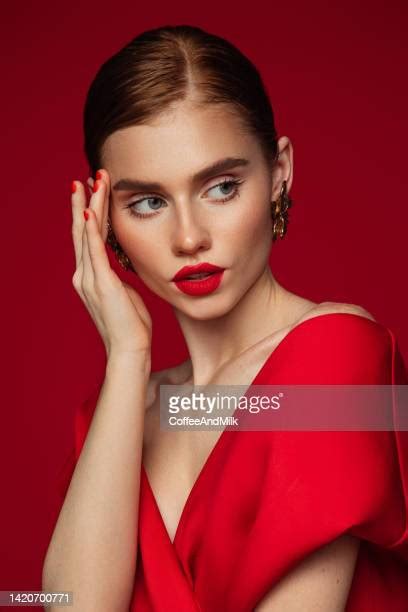 bright red lips red lipstick stock  high res pictures