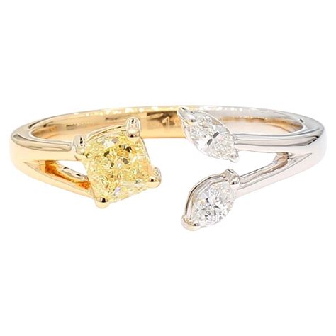 Natural Yellow Cushion And White Diamond Carat Tw Gold Cocktail