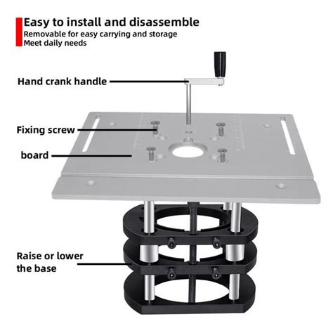 Plate forme de levage de routeur en métal TMISHION Hauteur réglable