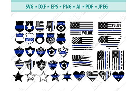 Thin Blue Line Svg Police Svg Police Badge Png Dxf Eps