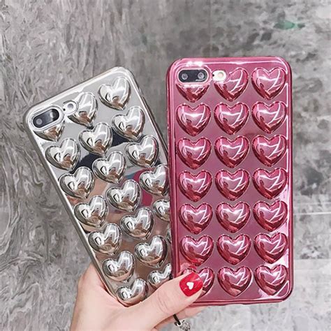 Shiny Glossy Curvy Cute Love Hearts Case For Iphone 7 6 6s Plus 6