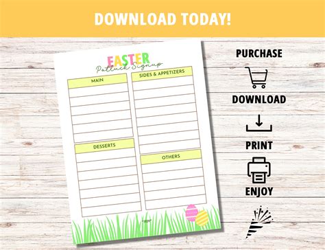 Easter Sign Up Sheet Easter Dinner Sign Up Potluck Potluck Template