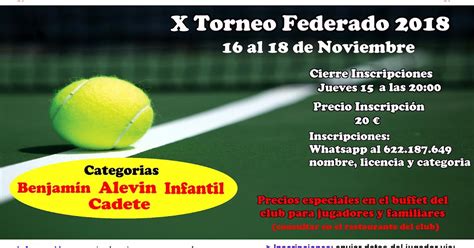 Andatenis Cuadro Y Orden De Juego X Torneo Federado Club De Tenis