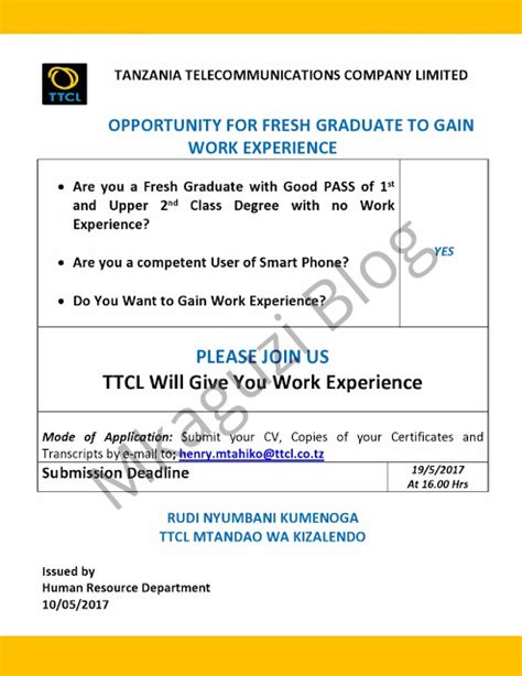 Fresh Graduate Opportunities At Ttcl Tanzania Ajira Portal 2021