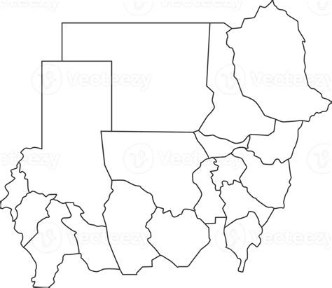 Map Of Sudan With Detailed Country Map Line Map 30348896 Png