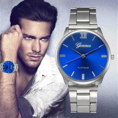 Fashion Watch Men Crystal Stainless Steel Analog Quartz Wrist Watch Bracelet Brand Male Business