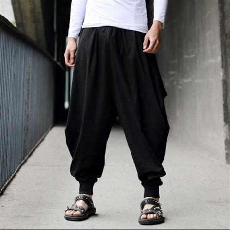 Fashion Mens Harem Baggy Hakama Linen Pants Casual Japanese Samurai