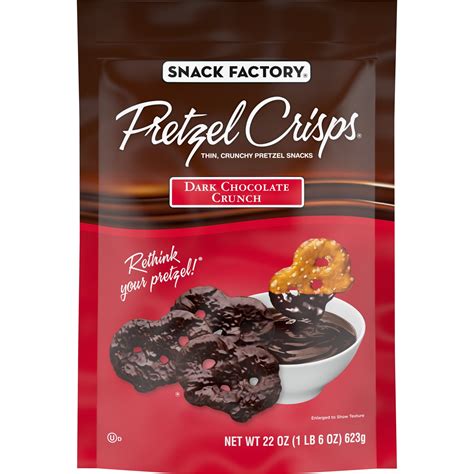 Snack Factory Dark Chocolate Covered Pretzel Crisps 22 Oz Resealable Bag