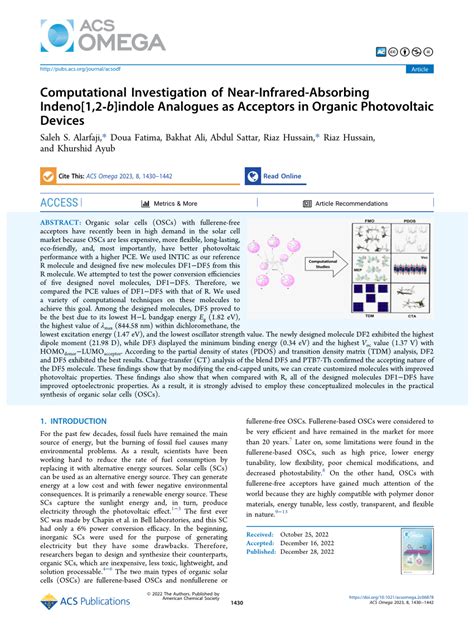 Pdf Computational Investigation Of Near Infrared Absorbing Indeno