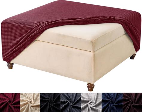 Amazon HFCNMY Stretch Square Ottoman Cover Knitted Jacquard