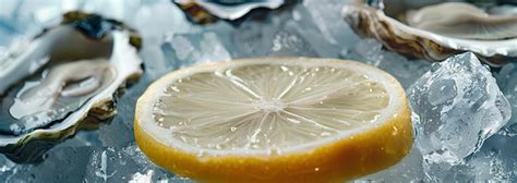 Premium Photo Oysters And Lemon Slice In Ice Cubes