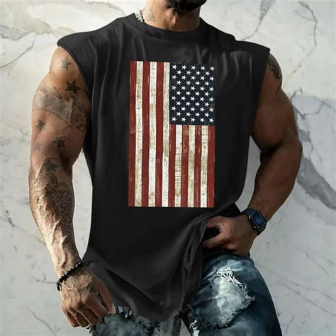 Taymeis 4th Of July Tank Tops Men American Flag Patriotic 1776 Sleeveless Shirts Usa Stars